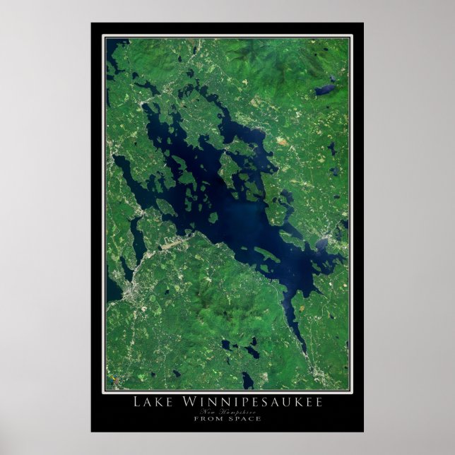 Poster Mapa do Lago Winnipesaukee Nova Hampshire por Saté (Frente)