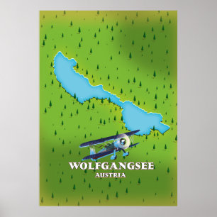Poster Mapa do lago Wolfgangsee Lake Austria
