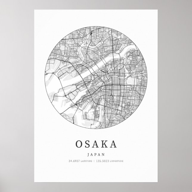 Poster Mapa do layout da rua Osaka Japan (Frente)