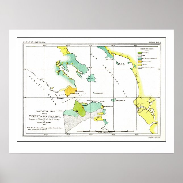 Poster Mapa do Levantamento Costeiro de São Francisco em  (Frente)