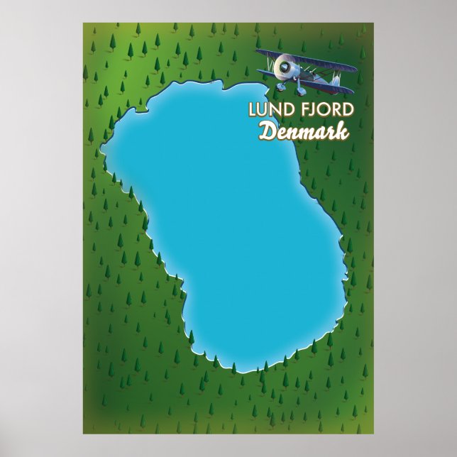 Poster Mapa do Lund Fjord Dinamarca (Frente)