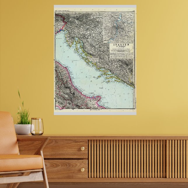 Poster Mapa do Mar Adriático (1891) (Sala de Estar 2)