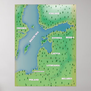 Poster Mapa do Mar Báltico