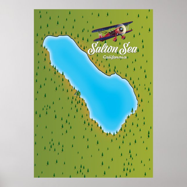 Poster Mapa do Mar de Salton Califórnia EUA (Frente)