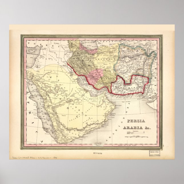 Poster Mapa do Médio Oriente (1846) (Frente)