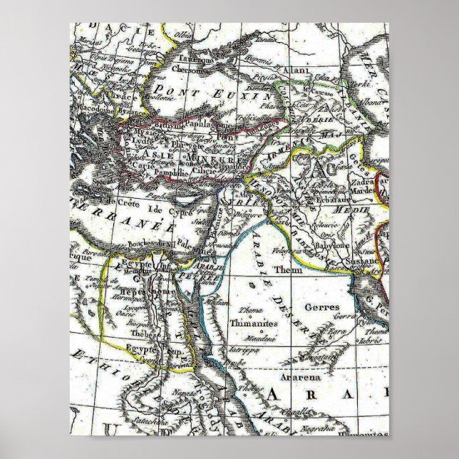 Póster Mapa do Médio Oriente antigo (Frente)