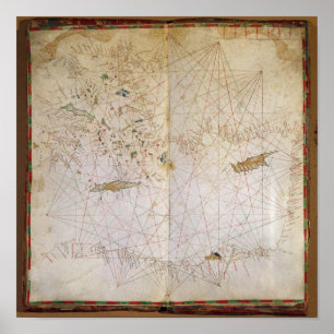 Póster Mapa do Mediterrâneo Oriental