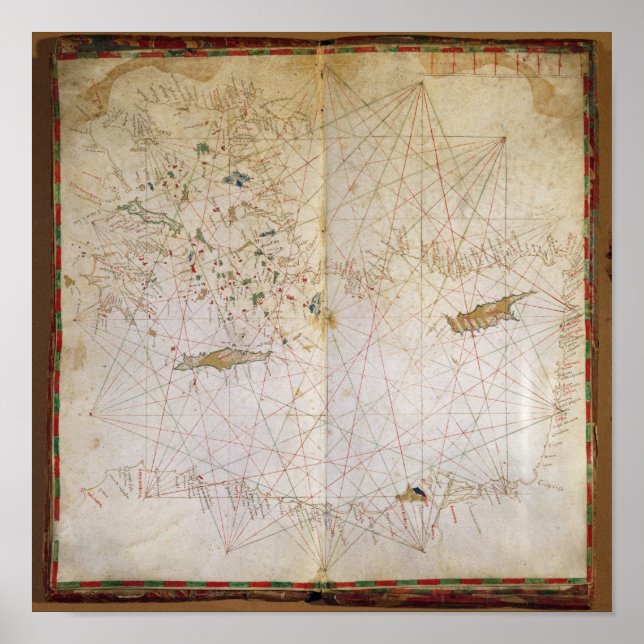 Póster Mapa do Mediterrâneo Oriental (Frente)