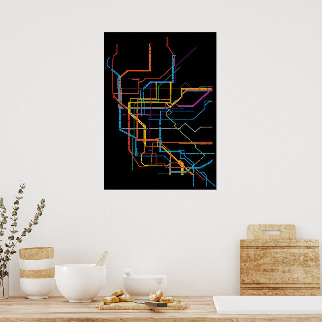 Poster Mapa do metrô da cidade (Cozinha)
