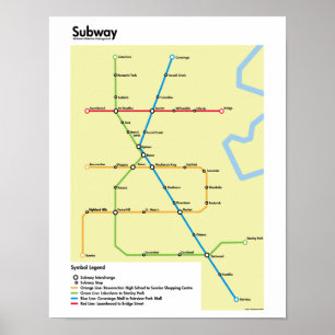 Poster Mapa do metro da região de Waterloo (imaginário)