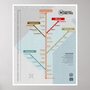 Poster Mapa do metro de Connecticut