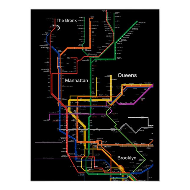 Póster Mapa do metrô de NY-City (Frente)