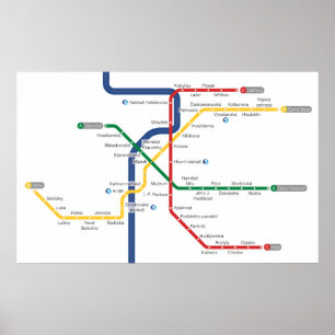Póster Mapa do Metro de Praga