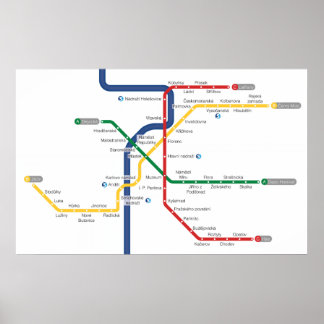 Póster Mapa do Metro de Praga