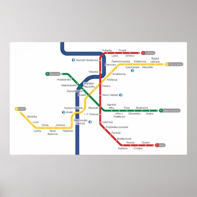 Póster Mapa do Metro de Praga (Frente)