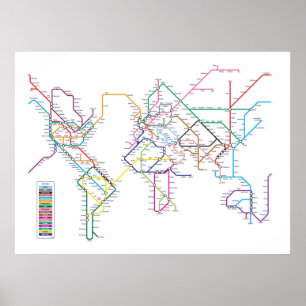 Póster Mapa do metro do mundo
