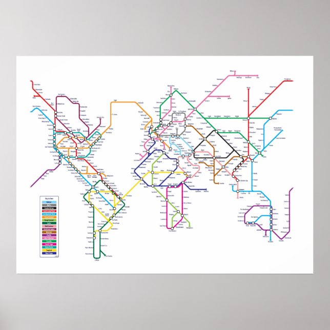 Póster Mapa do Metrô Mundial (Frente)