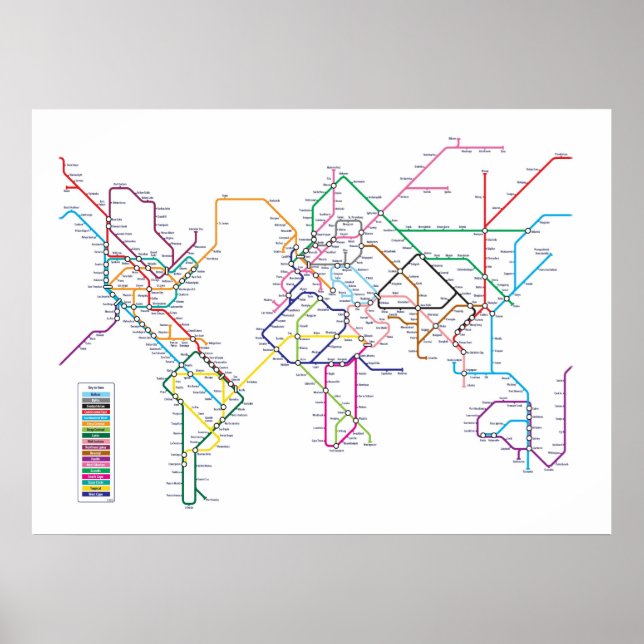 Póster Mapa do Metro Mundial (Frente)