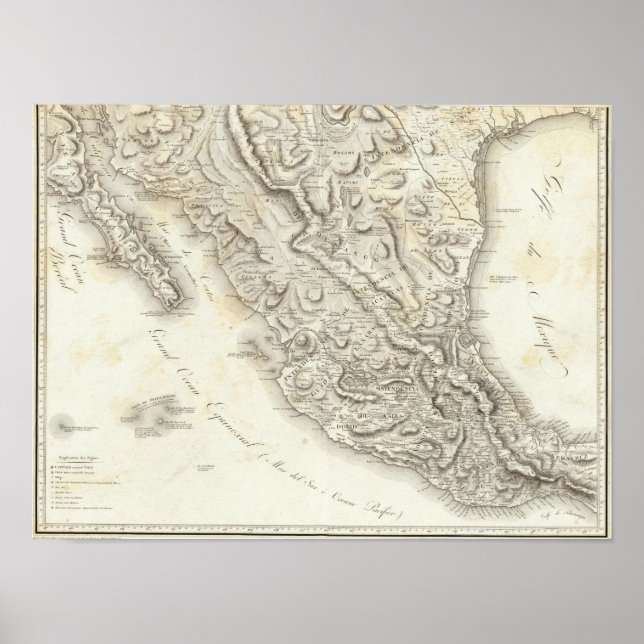 Póster Mapa do México (Frente)