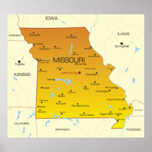 Poster Mapa Do Missouri