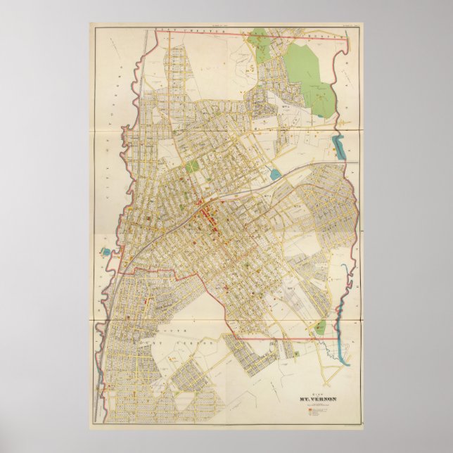 Poster Mapa do Monte Vernon NY (1893) (Frente)