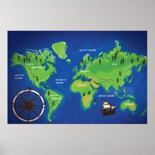 Póster Mapa do mundo