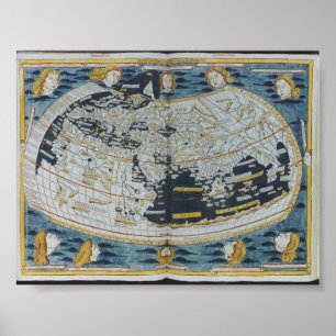 Poster Mapa do mundo 1482 antigo