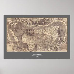 Póster Mapa do mundo 1507 de Martin Waldseemuller
