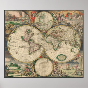 Póster Mapa do mundo 1671