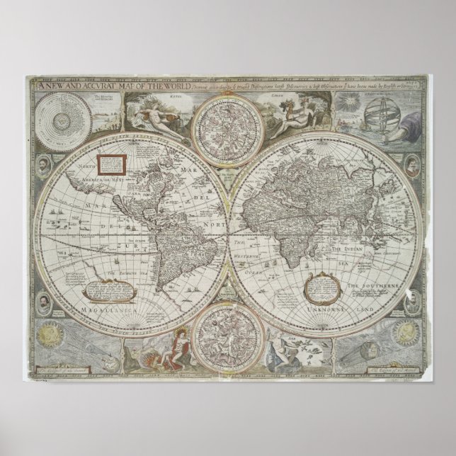 Poster Mapa do Mundo | 1676 (Frente)