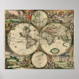 Póster Mapa do mundo - 1689