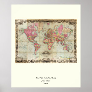 Poster Mapa do mundo antigo por John Colton, cerca de