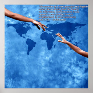 Poster Mapa do mundo azul com texto por Dalai Lama