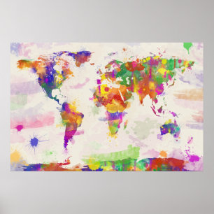 Poster Mapa do mundo colorido