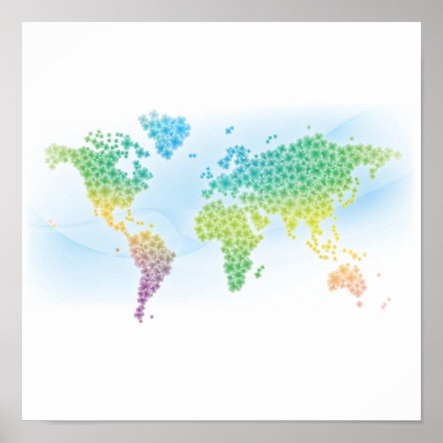 Poster Mapa do Mundo Colorido (Frente)