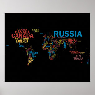 POSTER MAPA DO MUNDO COM NOMES DE PAÍS
