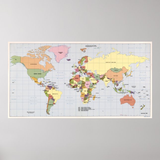 Poster Mapa do mundo com os países (1987) (Frente)