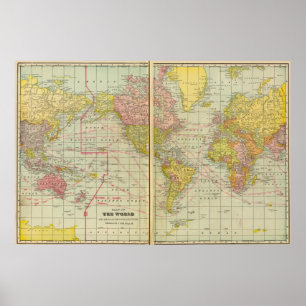Póster Mapa do mundo com pistas de transporte
