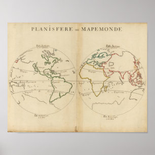 Póster Mapa do mundo com trópicos