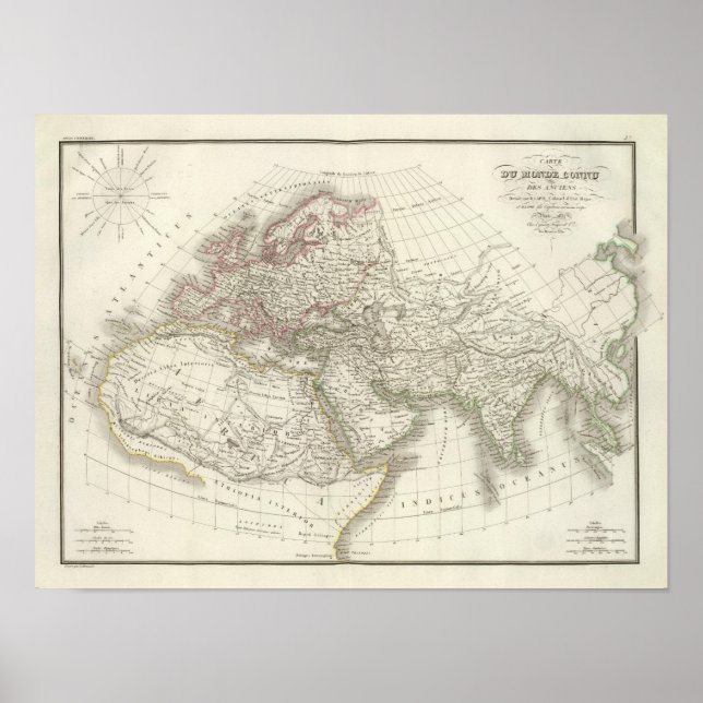 Póster Mapa do Mundo conhecido pelos antigos (Frente)