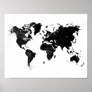 Poster Mapa do mundo da Aquarela