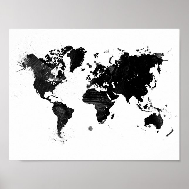 Poster Mapa do mundo da Aquarela (Frente)