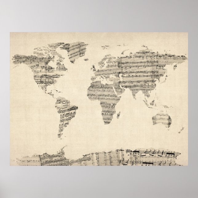 Póster Mapa do Mundo da Música Velha (Frente)