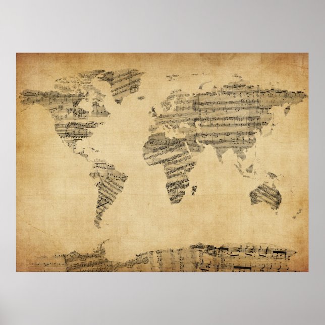 Poster Mapa do Mundo da Música Velha (Frente)