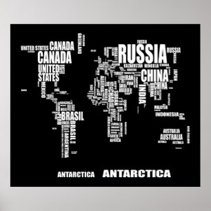 Poster Mapa do mundo da tipografia