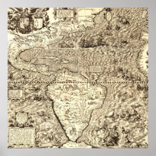 Poster Mapa do mundo de América por Diego Gutiérrez