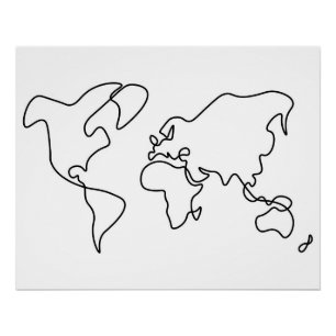 Póster Mapa do mundo desenhado mão