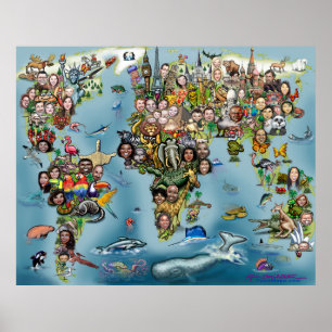 Poster Mapa do Mundo Divertido