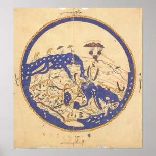 Póster Mapa do mundo do al-Idrisi's