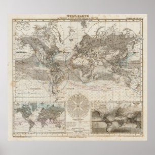 Poster Mapa do mundo do fluxo de ar